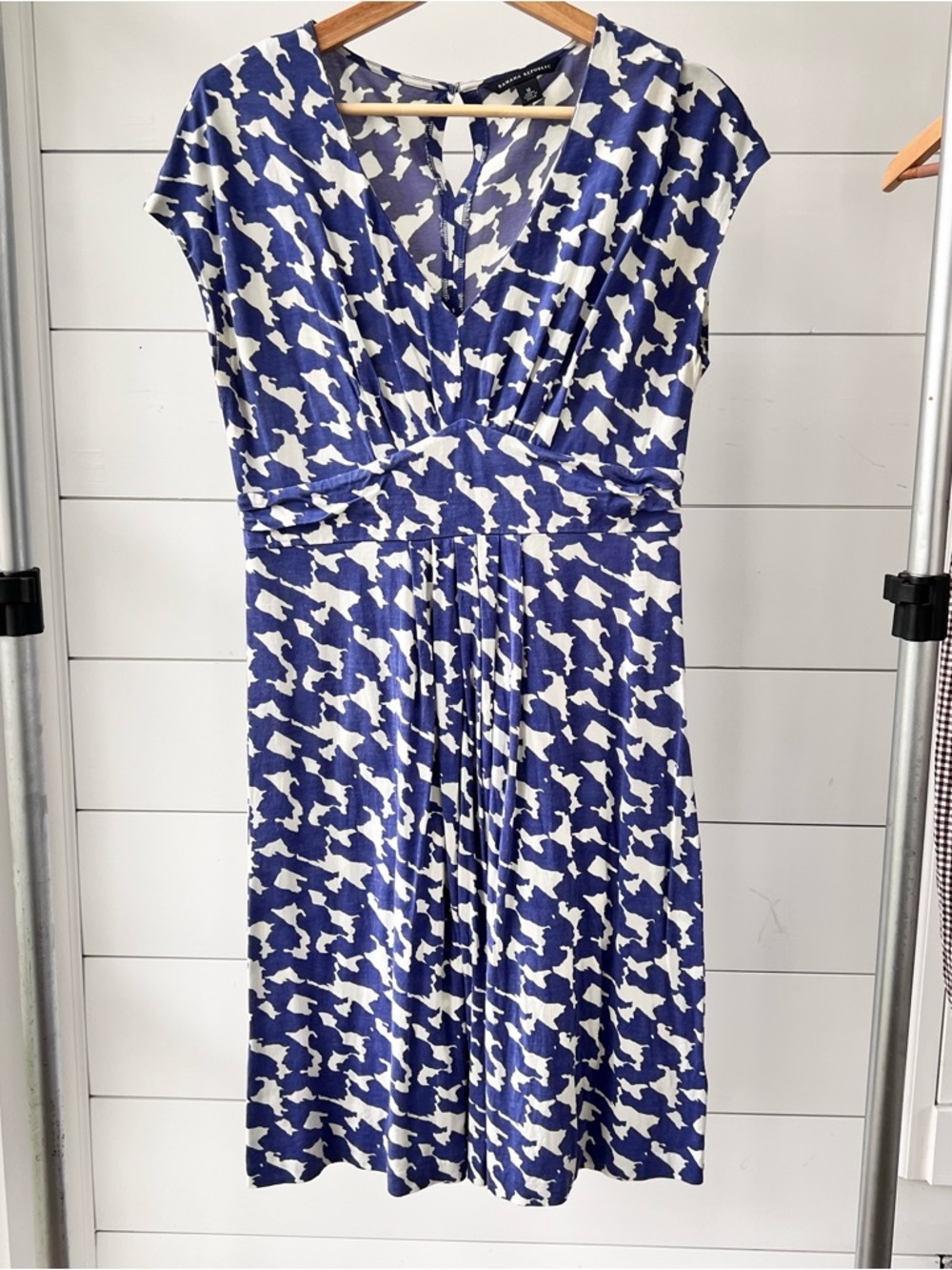 Blue / Purple + White Printed Midi Dress